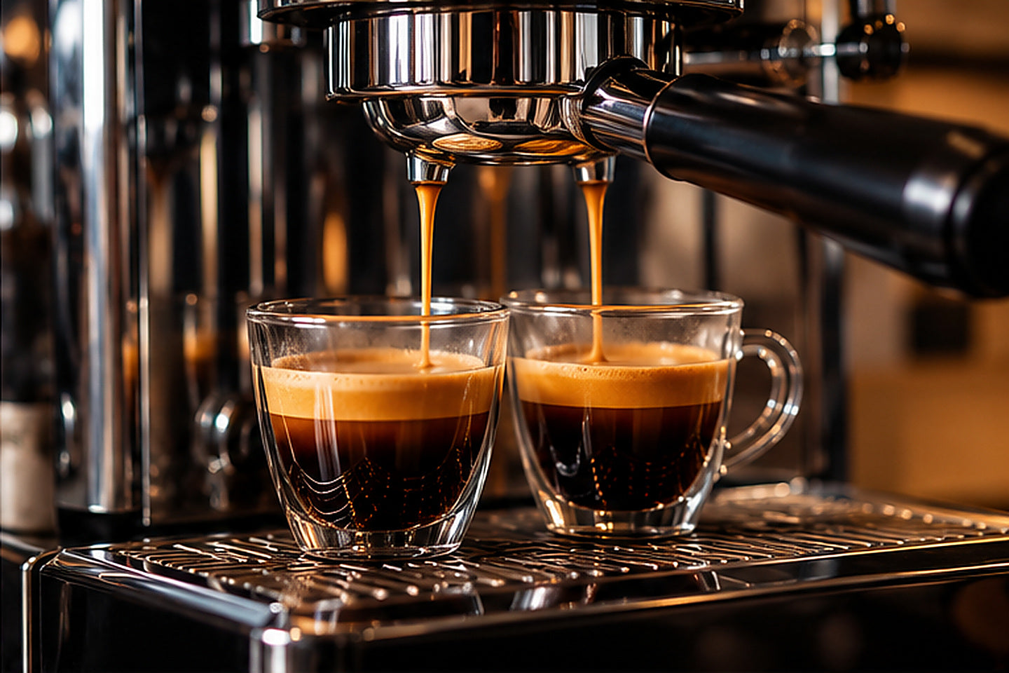 Coffee being prepared using the espresso method